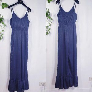 Womens Jumpsuit Size Small Cami Wide Leg Ankle Crop Ruffle Casual BLUSH NIOR